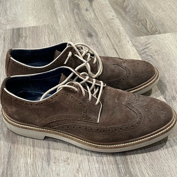 Cole Haan Size 10 Brown Suede Leather Wingtip Nubuck Oxford Barely Used Shoe - Picture 3 of 10